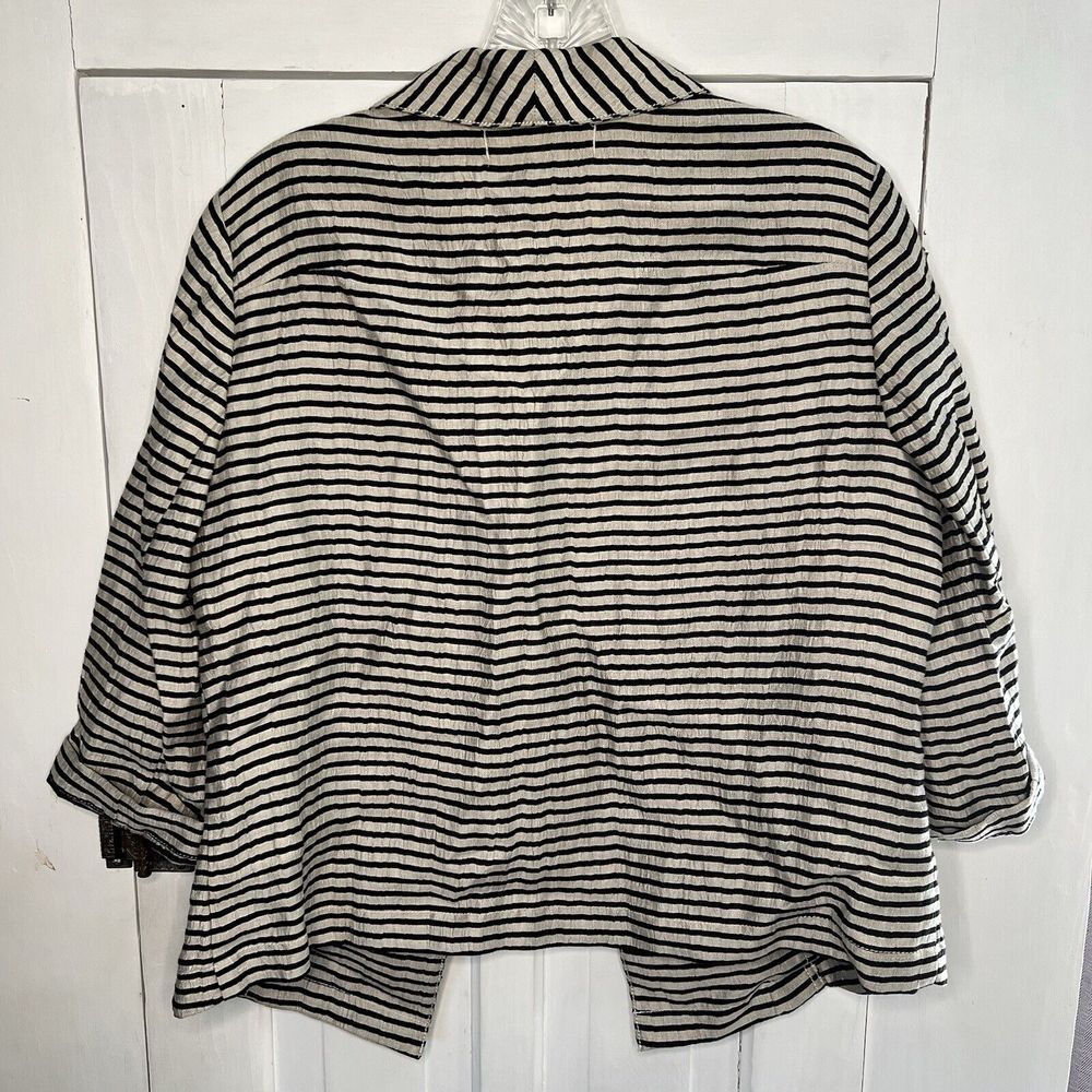 LOFT NEW Lightweight Blazer Size 8P Striped Open Front 3/4 Sleeve Women's NWT - Picture 2 of 5
